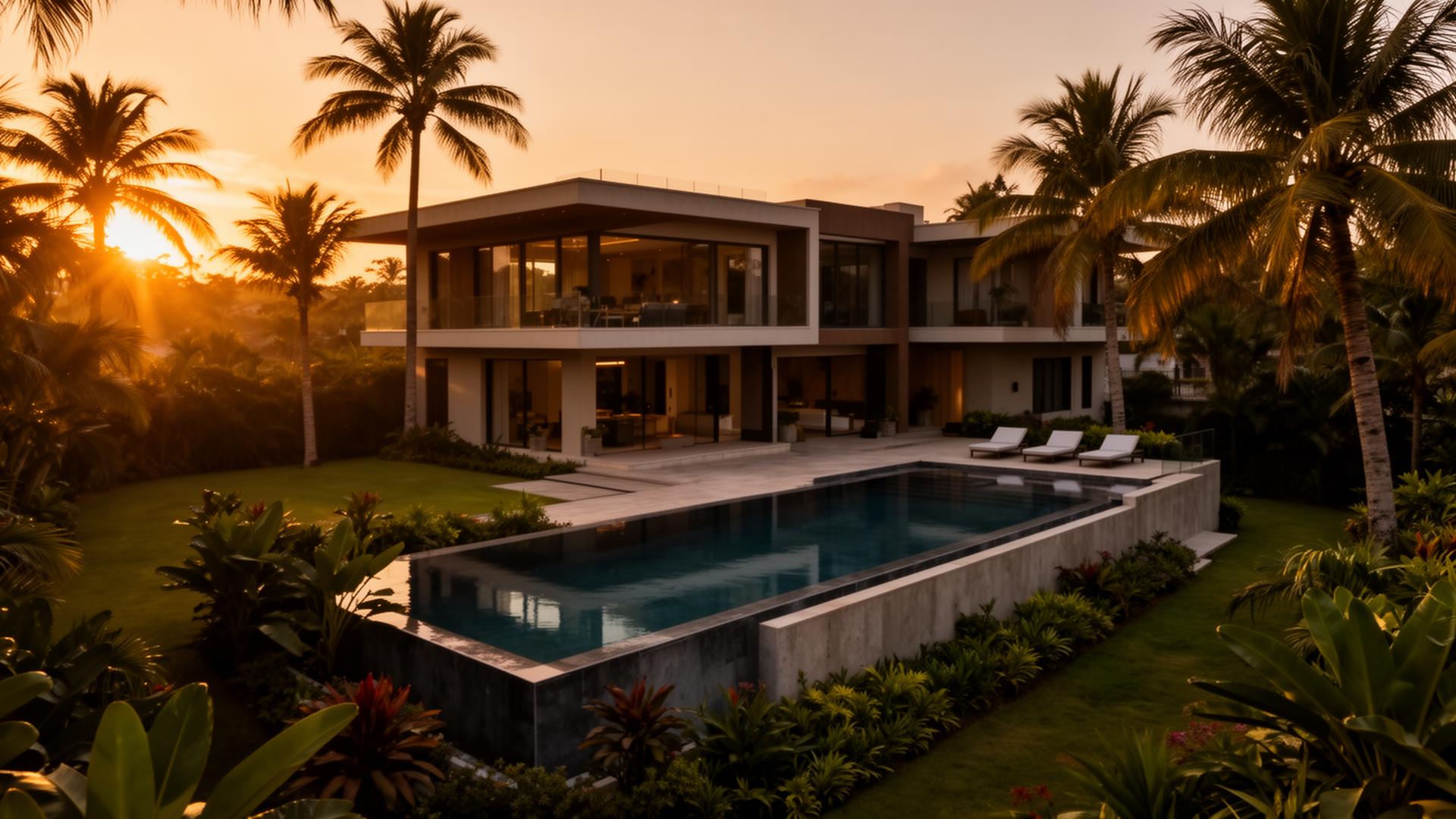 Luxury villa in Accra at golden hour